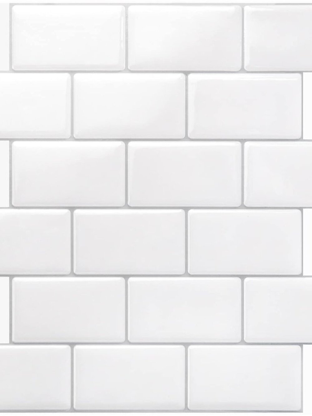10-Pack Subway Peel and Stick Backsplash, 12 x 12 Inch, Bright White